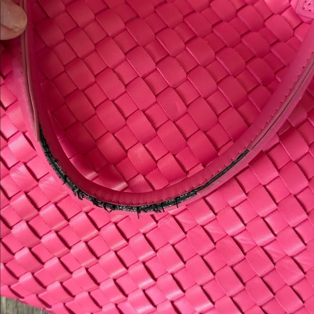 Pink Woven Tote and Pouch Set